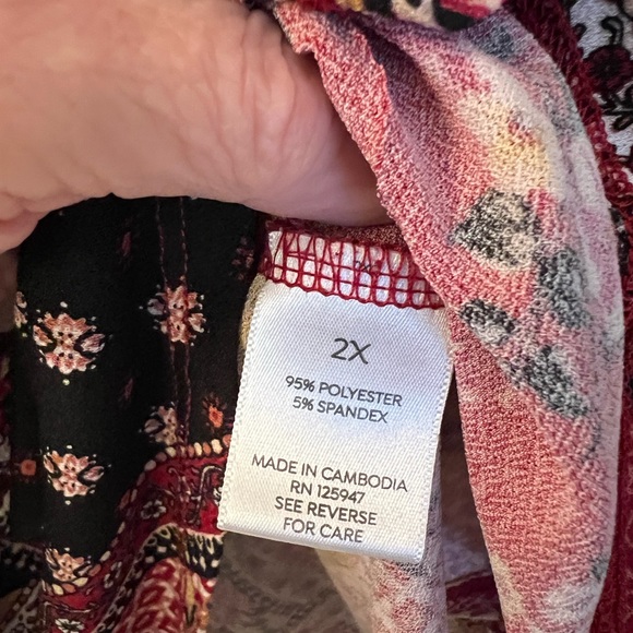 Westport Boho Patchwork Print Flounce Tunic Top Sz 2X - Picture 5 of 6